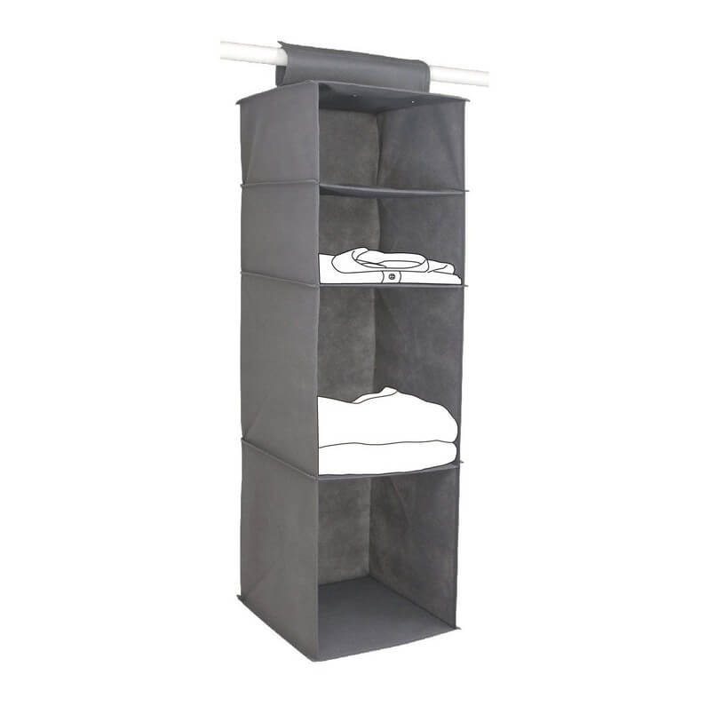 Etagere A Suspendre Dans Une Penderie 4 Cases Tissu Gris H 94 X L 30 X P 30 Cm Leroy Merlin Maroc